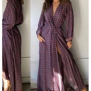 Natali Martin Imbrogno Maxi Dress Floral Print Purple Pink Size S